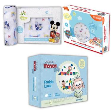 Imagem de Fraldas De Pano 15 Unidades Bebê Personagens Luxo Grande 70x70cm Alta 