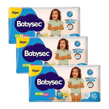 Imagem de Kit 3 und Fralda Inf Babysec Ultra Hiper Tamanho XG 60 und