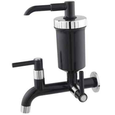 Imagem de Torneira Filtro Água Ecológico Parede Bica Reta 1060 - Preto