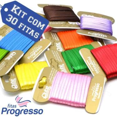 Imagem de Kit Fita de Cetim para Bordar - 30 cores - Fitas Progresso