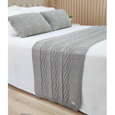 Imagem de Manta Peseira Tricot Cama King 260x60cm +2 Capa de Almofada C1 - USUFR