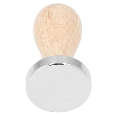 Imagem de Tamper de café de Aço Inoxidável Akozon Com Cabo de Madeira - Prensa de café Expresso de Base Plana - Ferramenta Durável de Adulteração de café Expresso para Grãos de café