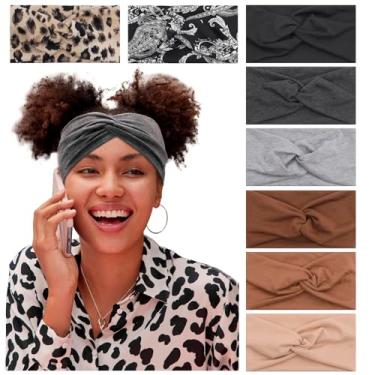 Imagem de BEGOOD Bandanas elásticas femininas macias e largas com nó absorvido, turbante torcido para a vida diária, ioga, treino