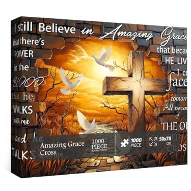 Imagem de PICKFORU Jesus Cross Jigsaw Puzzles 1000 Peças, Puzzle Religioso para Adultos, Estilo Clássico, Quebra-Cabeças de Tema Religioso, Desafio Avançado