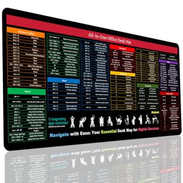 Imagem de Tapete de mesa com atalho Excel/Word/PowerPoint impermeável XXL (89,9 cm x 39,9 cm) antiderrapante escritório, mouse pad para jogos Windows teclado atalhos tapete de mesa, presentes de agradecimento