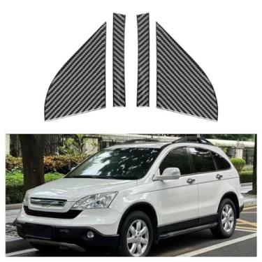 Imagem de IKUESM compatível com Honda CRV CR-V 2007 2008 2009 2010 2011 Acessórios de fibra de carbono interior da porta do carro pilar A adesivo decorativo capa guarnição