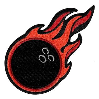 Imagem de Patch de bola de boliche flamejante bordado com aplique de ferro e uniforme esportivo