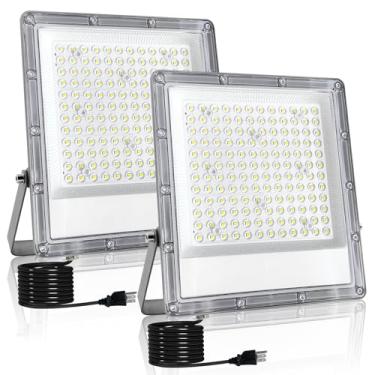 Imagem de Indmird Focos LED para exterior, 150 W, 2 peças, 15000 LM projetor LED exterior IP66, luzes LED de exterior, 6500 K, branco frio, iluminação de segurança para pátio, jardim, terraço, entrada, fábrica
