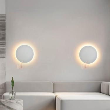 Imagem de GZZBMY Luminária de parede LED circular com interruptor de controle de toque, lâmpada de parede moderna simples redonda de alumínio mini iluminação de parede interna de metal para escadas de quarto e