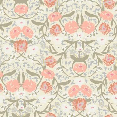 Imagem de VEELIKE Papel de parede floral vitoriano bege boho floral para quarto, banheiro, 48 x 39 cm, papel de parede pré-colado, papel de contato floral para gavetas de armários, papel de parede removível