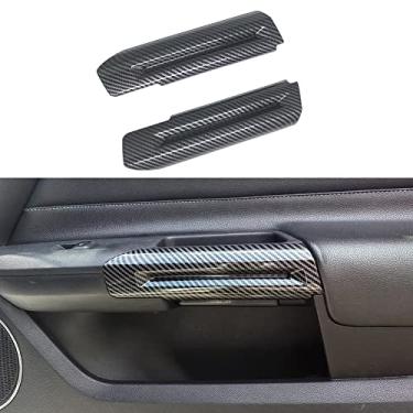 Imagem de AOKIO Decoração de Capa de Maçaneta de Porta Interna para Acessórios Ford Mustang 2015 2016 2017 2018 2019 2020 2021 2022 2023 2024 (Estilo Carbono)