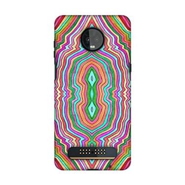 Imagem de AMZER Slim Fit Feito à Mão Designer Impresso Snap on Hard Shell Case Capa Traseira Skin para Motorola Moto Z3 Play - Águas Psicodélicas - Vermelho Escuro HD Cor