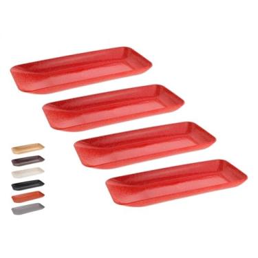 Imagem de 4 Travessas Petisqueiras Para Porções Petiscos Bar Restaurante Japonês Acompanhamento Churrasco EVO Sustentável (Mogno)