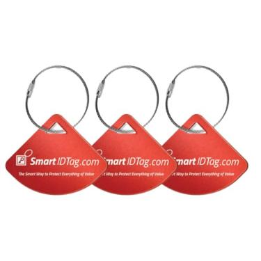 Imagem de Dynotag® Express Series Solid Metal Web Enabled Smart Bag Tag ID + laço de aço, alumínio anodizado com DynoIQ™ & Lifetime Recovery Service (vermelho rubi)