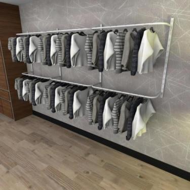 Imagem de Arara de roupas closet quarto com 10 peças cremalheira 300x100 cm cor 