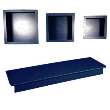 Imagem de Kit Nichos Cubo + Prateleira com Varão MDF - Azul Marinho - Flores par