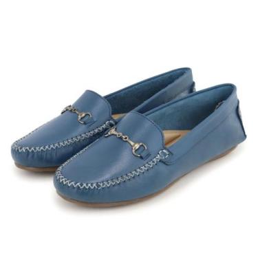 Imagem de Mocassim Feminino  De Couro - granado, Azul, 37