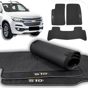 Imagem de Tapete Borracha Para S10 Cabine Dupla 2019 2020 2021 2022 2023 2024 2025 Proteção do Carpete e Assoalho