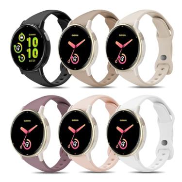 Imagem de EverAct Pacote com 6 pulseiras de relógio finas de silicone compatíveis com Vivoactive 5/Vivoactive 3/Venu Sq 2/Venu Sq/Venu, pulseira esportiva fina e estreita de 20 mm para Forerunner 55/165/645/245