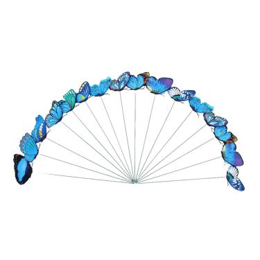 Imagem de WeiLaiKeQi 24pcs Butterfly Garden Stakes Decorações de borboleta Arte ao ar livre fora da plantadeira ornamentos decorativos para o pote de, Azul
