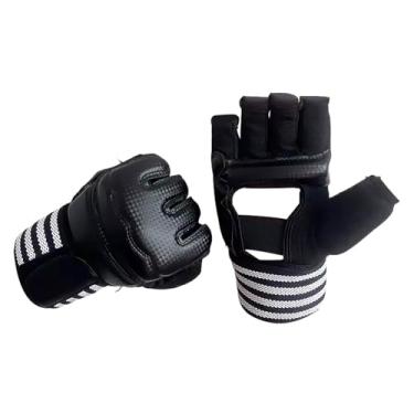 Imagem de Colaxi Boxing enrola as luvas internas engrenagens de treinamento de treinamento de pitada rápida pulseira macia meio dedo de dedão para MMA Sande Sparring, Preto Xl