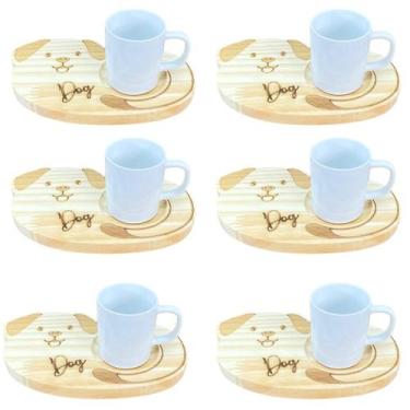 Imagem de Jogo 6 canecas porcelana 120ml com pires pinus cachorro - Antilope Dec