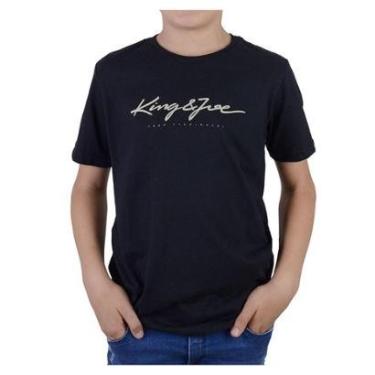 Imagem de Camiseta Infantil Masculina KingJoe Básica Logomania Preta-Masculino