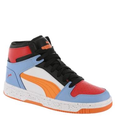 Imagem de PUMA Tênis unissex infantil Rebound Layup Mid, branco-rickie laranja-time azul-claro Ss25, 21