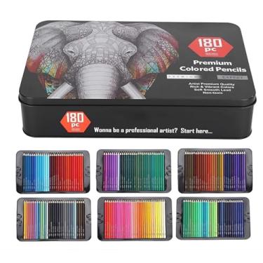 Imagem de IWUTEFET Conjunto de lápis de cor premium com 180 lápis de cor. Ferramentas profissionais de esboço para pintura para adultos com caixa de ferro - suprimentos de arte adequados para artistas e