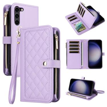 Imagem de Dswteny Capa carteira para Samsung Galaxy S23 Plus S23+ 5G com alça de pulso flip zíper suporte para cartão de crédito acessórios capa de telefone para S23plus 23S + S 23 23+ SM-S916U 16.8 cm mulheres