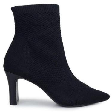 Imagem de Bota Feminina Giulia Domna Cano Baixo knit Preta - 593-Feminino