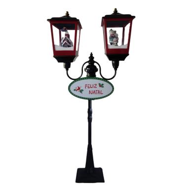 Imagem de Poste Natalino Duplo Luxo Musical, Neve e Leds 180cm Bivolt super saldão