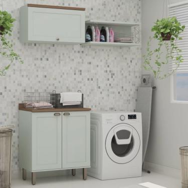 Imagem de Kit Área de Serviço Balcão 2 Portas e Armário Aéreo 100% Mdf Acquaflex