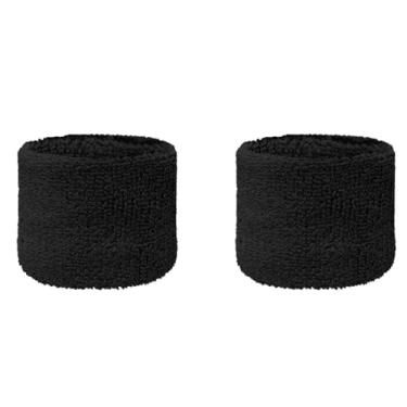 Imagem de Couver Pulseira de moletom juvenil de algodão felpudo preto de 7,6 cm para esportes e mais, 1 par