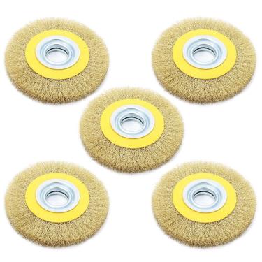 Imagem de 5 Escovas Rotativa Circular Latonada 6x1-2 p- Motoesmeril