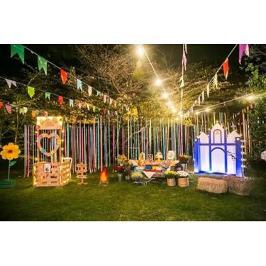 Imagem de Decoração Festa Junina 100 Metros Bandeirinha Seda Coloridas