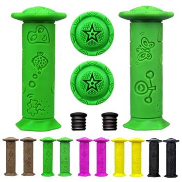 Imagem de Pegas de bicicleta infantil 2 peças - Punhos de guidão TPE ecológicos para bicicletas/triciclos/bicicletas de equilíbrio, design de desenho animado antiderrapante, alças curtas de 10,4 cm (idades 2-9