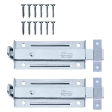 Imagem de Ferrolho Trinco Tarjeta Fecho Chato Para Porta Janela Portão 10cm Zincado | Silvana | Kit 02 Un