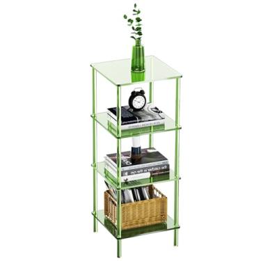 Imagem de solaround Estante de acrílico, pequena estante, prateleiras de armazenamento de canto independentes, prateleira de exibição para sala de estar, quarto (verde)