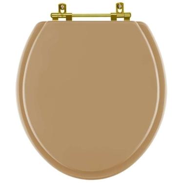 Imagem de Assento Sanitario Poliéster Convencional Oval Bege Castor Para Vaso Deca Com Ferragem D...