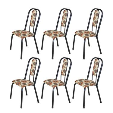 Imagem de Kit com 06 Cadeiras 105cm X 50cm X 41cm Fortaleza Losango / Preto