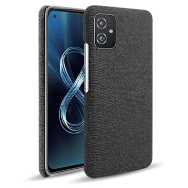 Imagem de Capa para ASUS Zenfone 8 ZS590Ks,Capa desenhada em lona,Case Protetora Ultrafina com Empunhadura Macia,Design em Tecido Antichoque e Antiarranhões-Black