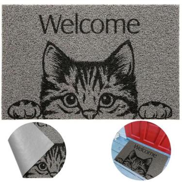 Imagem de Tapete Entrada Pet Cat Welcome Kapazi 40x60 Vinil Antiderrapante Casa 