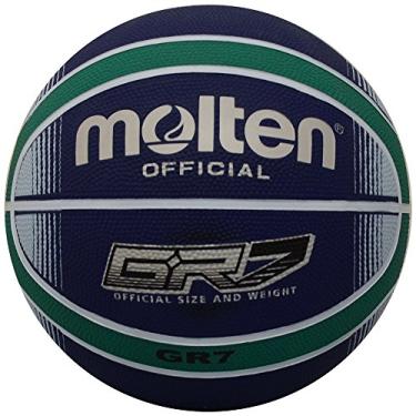 Imagem de Molten Bola de basquete de borracha premium, azul/verde, tamanho oficial 7