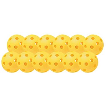 Imagem de Champion Sports Bolas de beisebol de plástico vazadas de tamanho regular de 23 cm – Bolas de treino leves e duráveis para todas as idades – Amarelas – Pacote com 12
