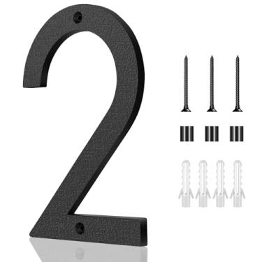 Imagem de Números de casa de 20 cm, grandes números de casa modernos de plástico para exterior preto flutuante números de porta residencial fácil de instalar (2)