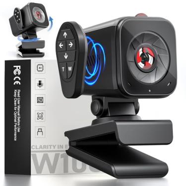 Imagem de G-Anica Webcam para PC/laptop/Mac com controle remoto, câmera de computador 2K, correção de pouca luz, microfones com cancelamento de ruído AI, campo de visão ajustável, capa de privacidade embutida,