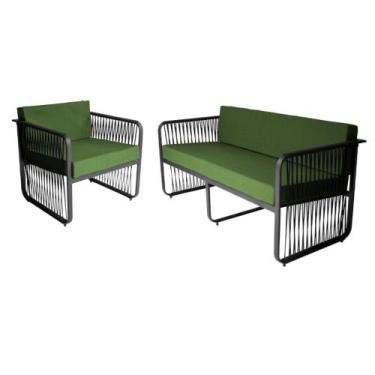 Imagem de Conjunto 1 Poltrona e 1 Namoradeira Santiago em Alumínio e Corda Náuti