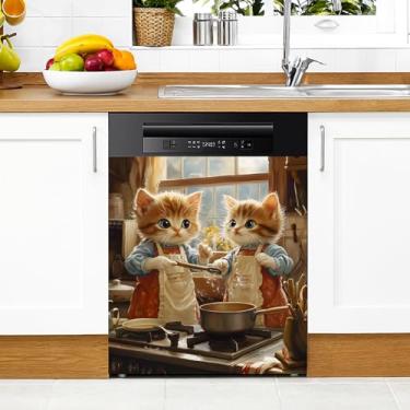 Imagem de Capa de ímã de máquina de lavar louça animal adesivo magnético decorativo máquina de lavar geladeira capa magnética painéis de porta eletrodomésticos adesivos para máquina de lavar e secar roupa (Cat5