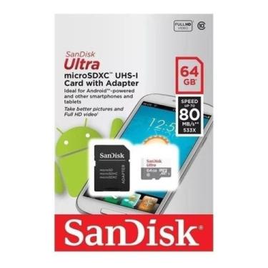 Imagem de Cartão De Memória Sandisk Ultra Com Adaptador Sd 64gb